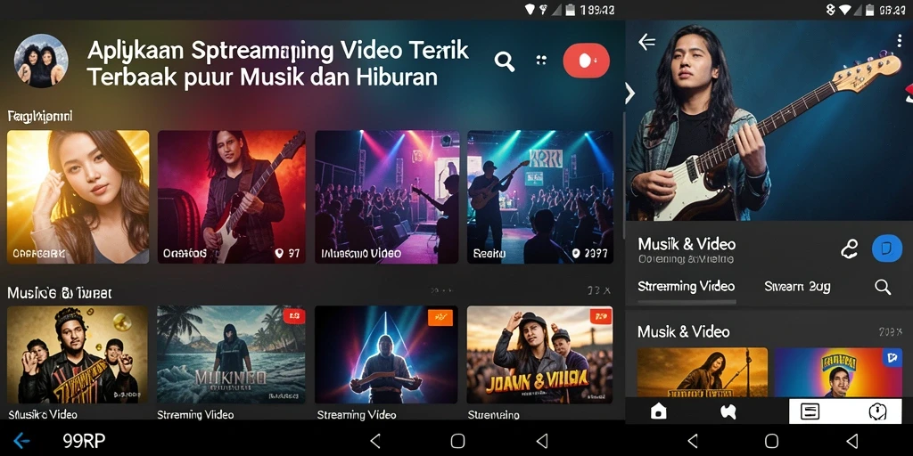 Antarmuka pengguna 99RP dengan fitur streaming video yang menarik.