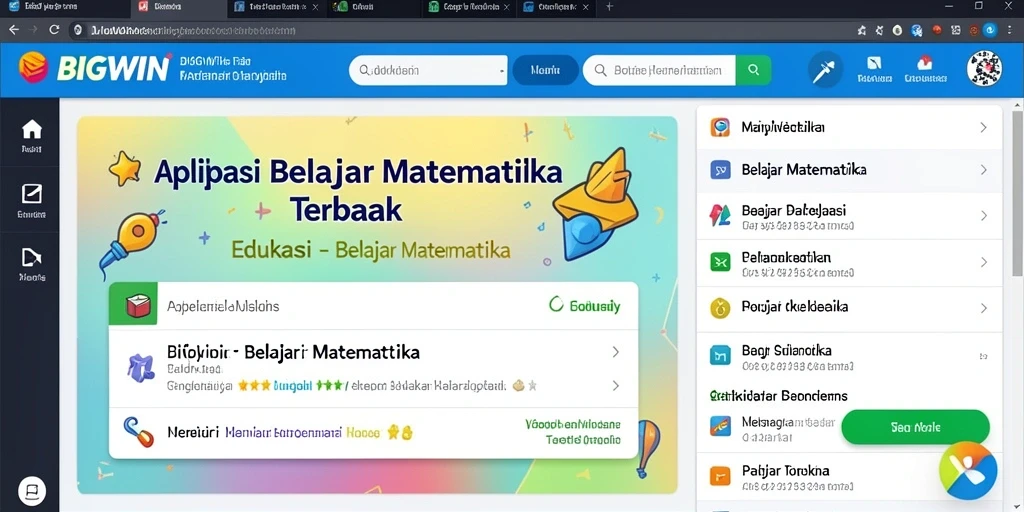 Tampilan antarmuka aplikasi BIGWIN yang menarik dan edukatif.